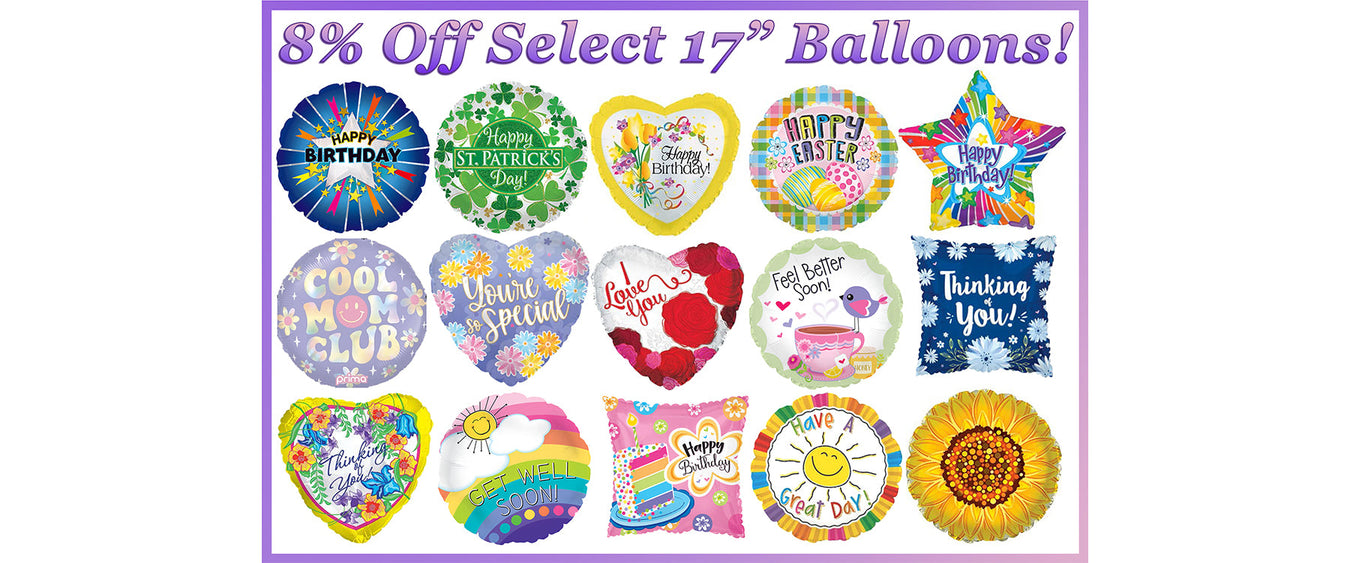 8% Off Select 17" Foil Balloons! (Online Orders Only)